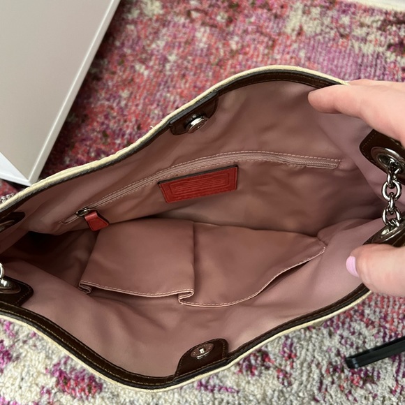 Tan Coach Allover Logo Shoulder Bag - Picture 9 of 9